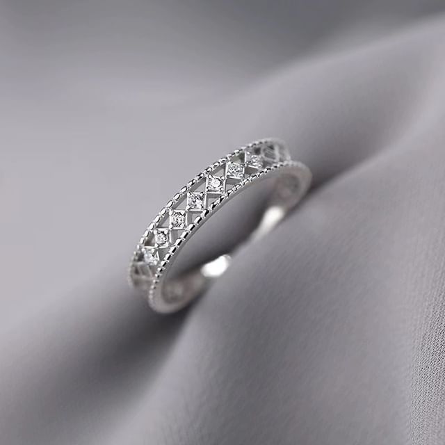 Rhinestone Perforated Ring SpreePicky