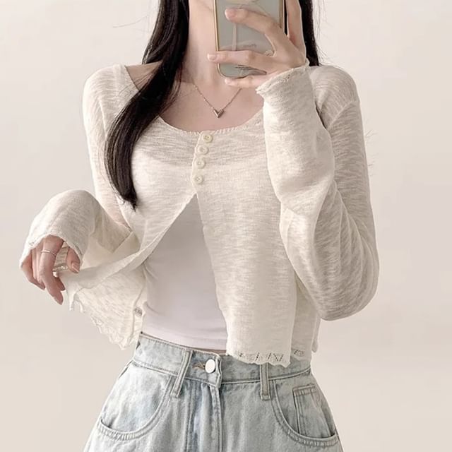 Scoop Neck Plain Cardigan SpreePicky