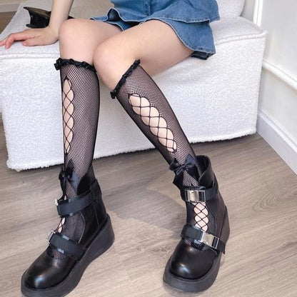 Ribbon Fishnet Socks SpreePicky