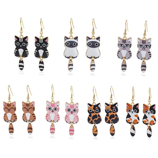 Cat Alloy Drop Earring SpreePicky