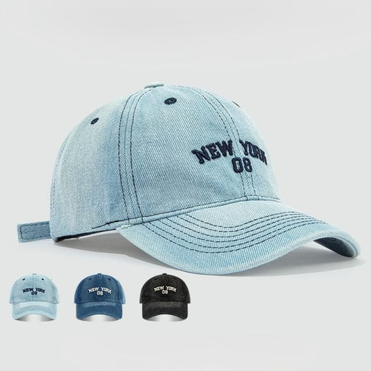 Lettering Embroidered Denim Baseball Cap SpreePicky