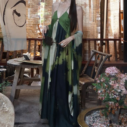 Spaghetti Strap Tie Dye Maxi A mySite