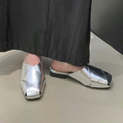 Square Toe Panel Mules SpreePicky