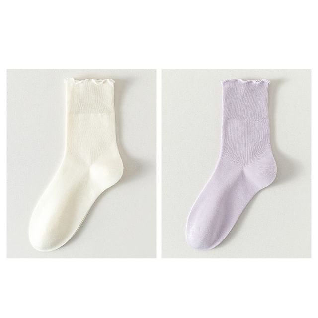 Plain Lettuce Edge Socks Set SpreePicky