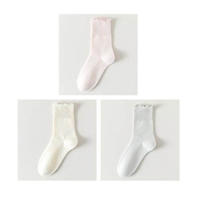 Plain Lettuce Edge Socks Set SpreePicky