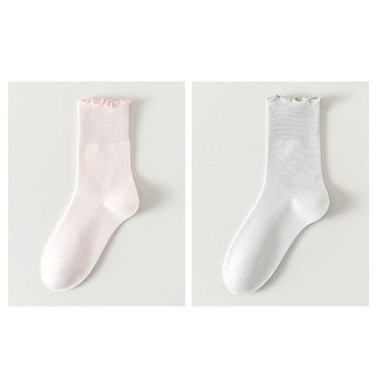 Plain Lettuce Edge Socks Set SpreePicky