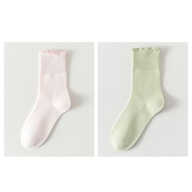 Plain Lettuce Edge Socks Set SpreePicky