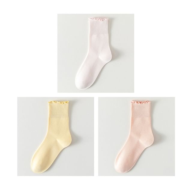 Plain Lettuce Edge Socks Set SpreePicky