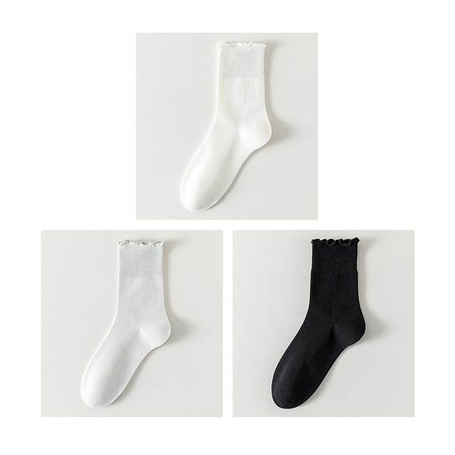 Plain Lettuce Edge Socks Set SpreePicky