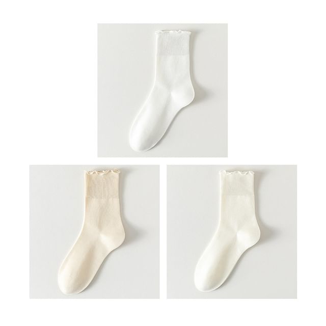 Plain Lettuce Edge Socks Set SpreePicky