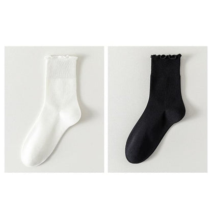 Plain Lettuce Edge Socks Set SpreePicky