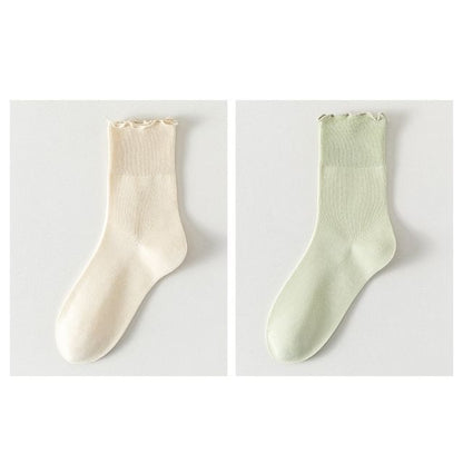 Plain Lettuce Edge Socks Set SpreePicky