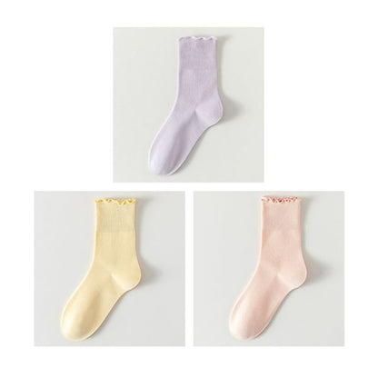 Plain Lettuce Edge Socks Set SpreePicky