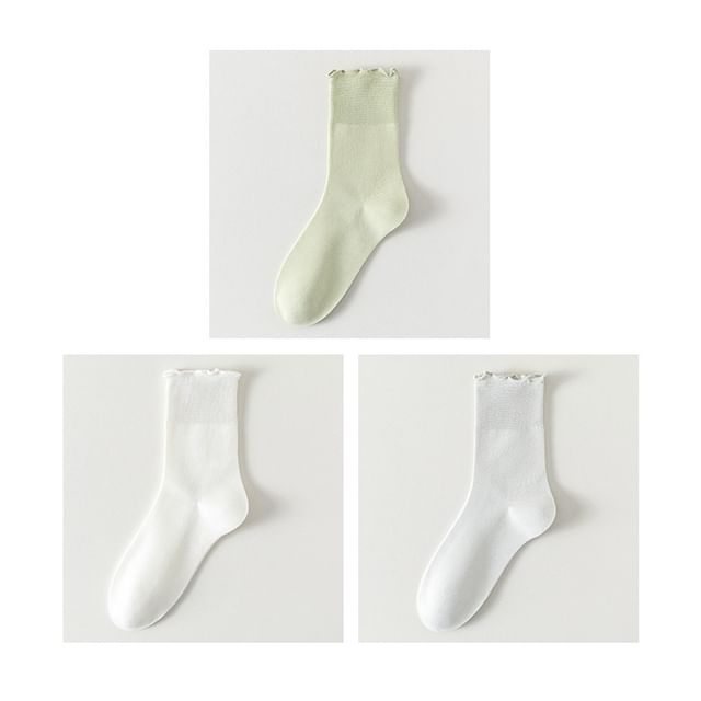 Plain Lettuce Edge Socks Set SpreePicky