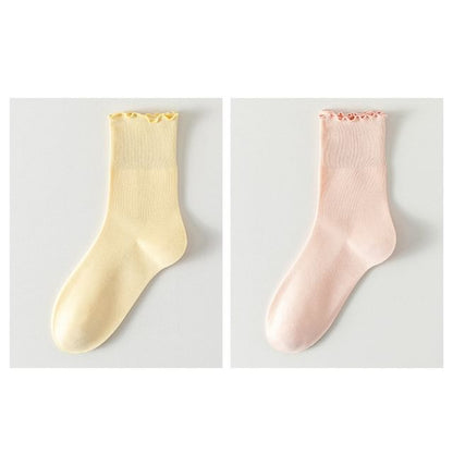 Plain Lettuce Edge Socks Set SpreePicky