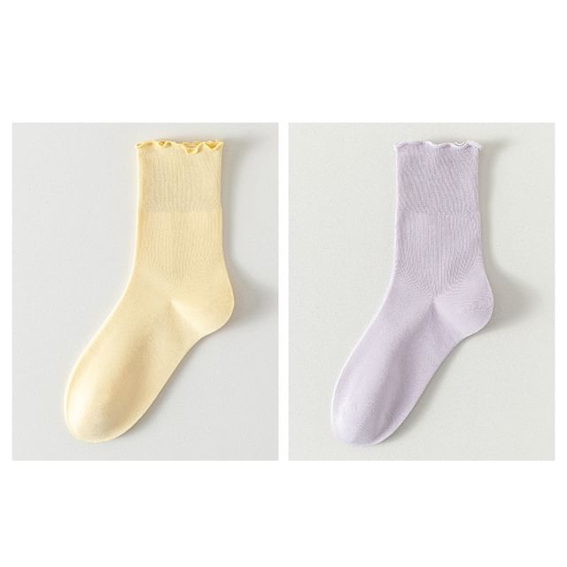 Plain Lettuce Edge Socks Set SpreePicky