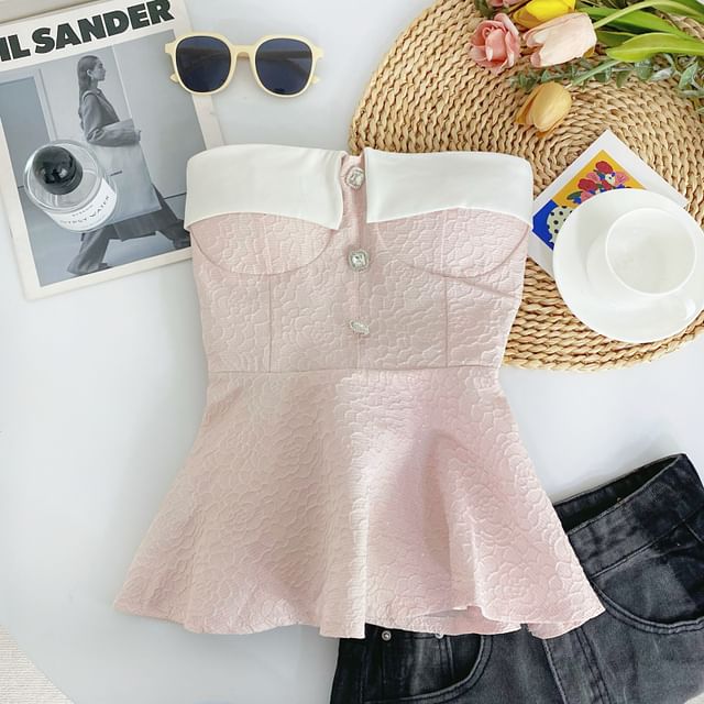 Two Tone Peplum Tube Top mySite