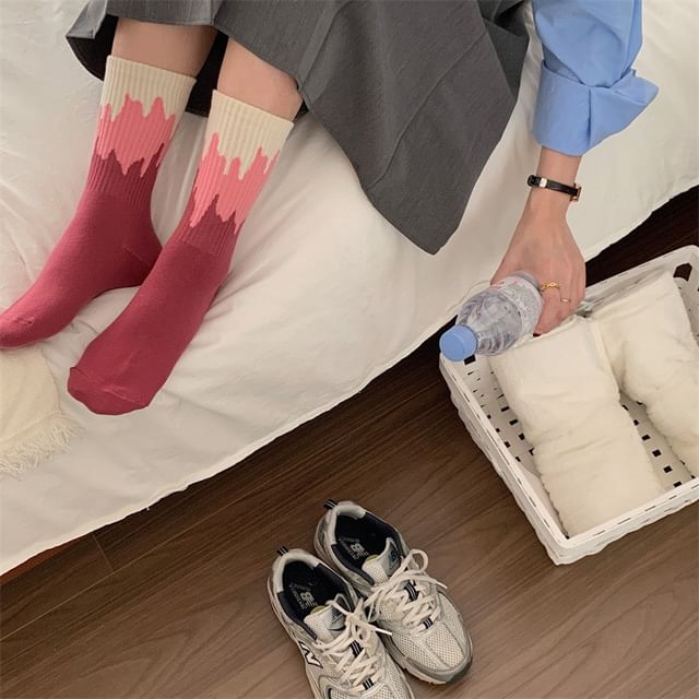 Color Block Ribbed Short Socks SpreePicky