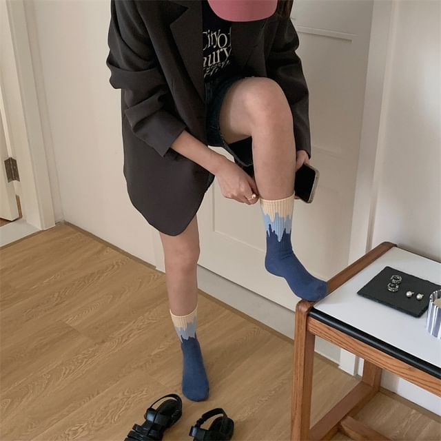 Color Block Ribbed Short Socks SpreePicky