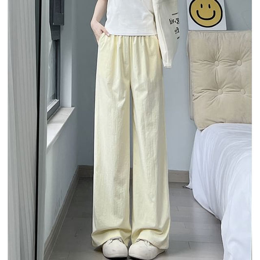 Plain High Rise Wide Leg Sweatpants SpreePicky