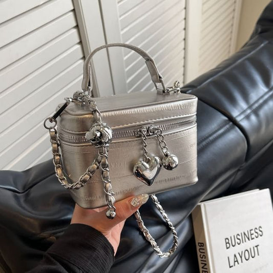 Chain Strap Faux Leather Crossbody Bag mySite