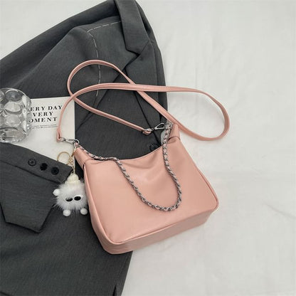 Chain Strap Faux Leather Crossbody Bag / Bag Charm / Set mySite