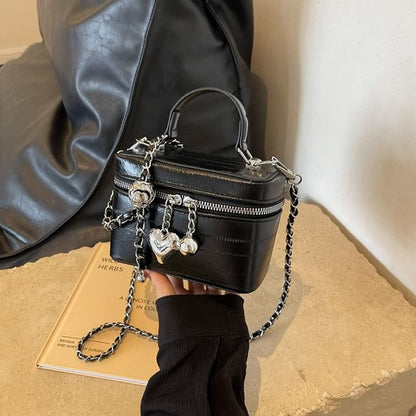 Chain Strap Faux Leather Crossbody Bag mySite