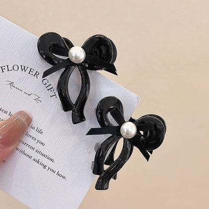 Set of 2: Bow Faux Pearl Hair Claw SpreePicky