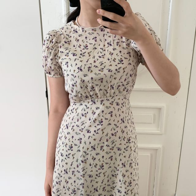 Short Sleeve Crewneck Floral Print Maxi A-Line Dress SpreePicky