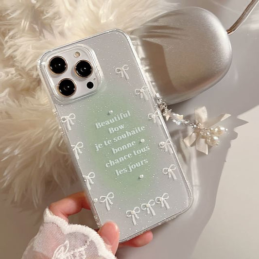 Lettering Faux Pearl Phone Case SpreePicky