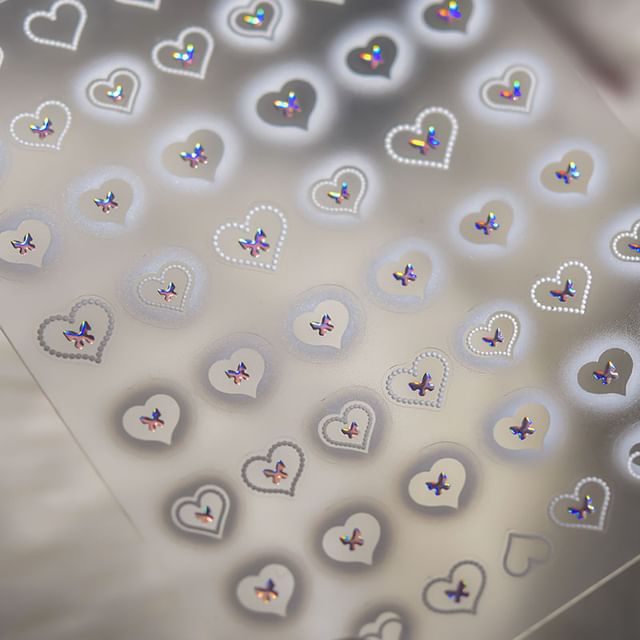 Butterfly Heart Nail Art Stickers SpreePicky