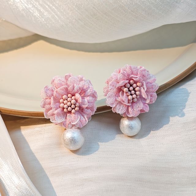 Elegant Flower Pearl Drop Earrings SpreePicky