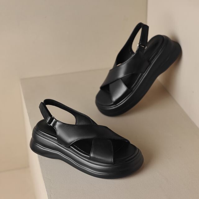 Platform Cross Strap Sandals SpreePicky