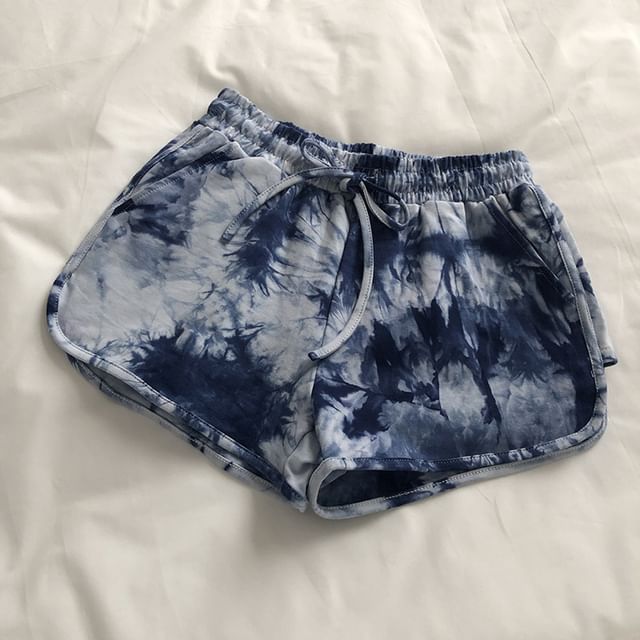 Drawstring Waist Tie Dye Shorts SpreePicky