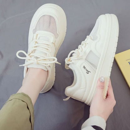 Platform Mesh Lace Up Sneakers SpreePicky