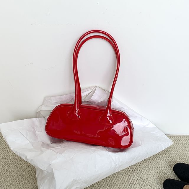 Plain Patent Leather Shoulder Bag SpreePicky