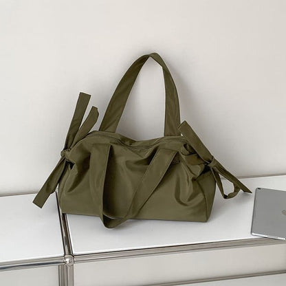 Plain Bow Accent Nylon Tote Bag SpreePicky