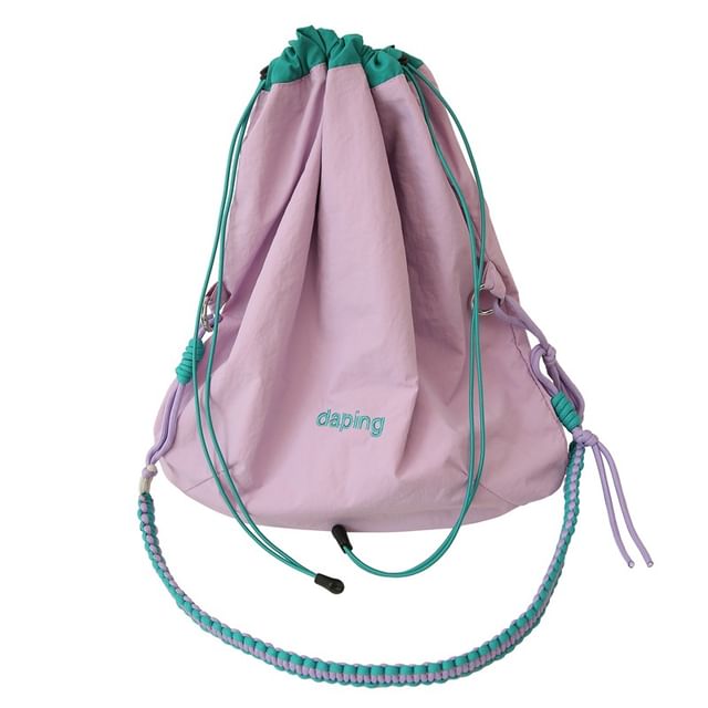 Lettering Drawstring Crossbody Bag mySite