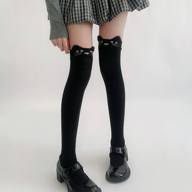 Bear Pattern Over The Knee Socks SpreePicky