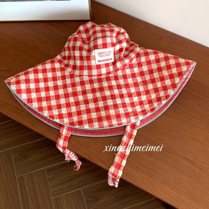 Gingham Bucket Hat With Chin Strap SpreePicky