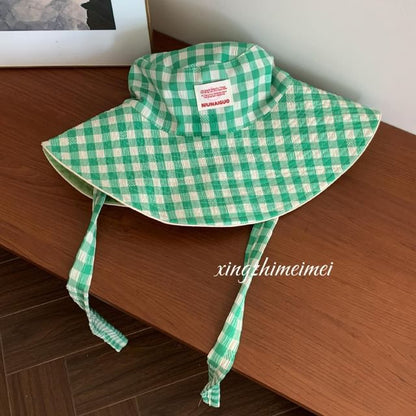 Gingham Bucket Hat With Chin Strap SpreePicky