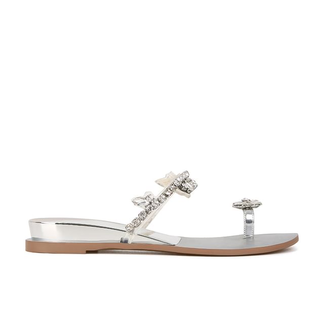 Toe Loop Rhinestone Slide Sandals SpreePicky