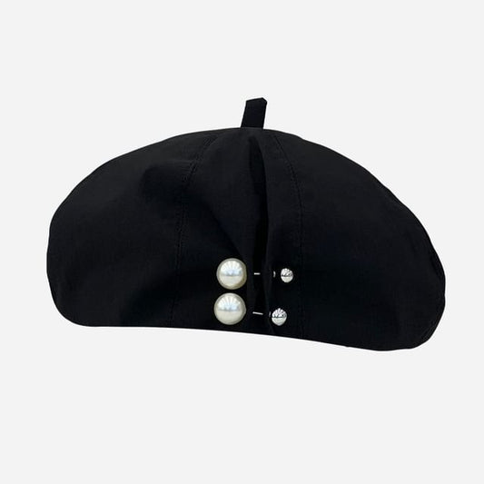 Faux Pearl Pin Beret SpreePicky