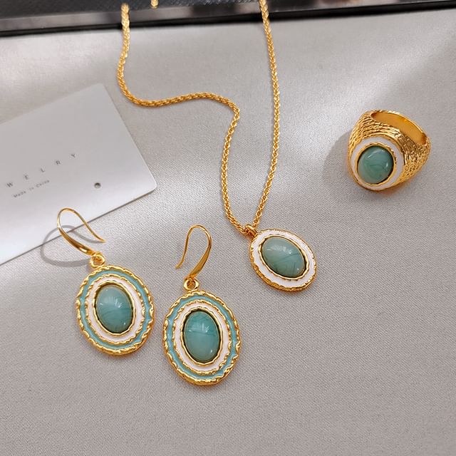 Glazed Oval Drop Earring / Necklace / Ring SpreePicky