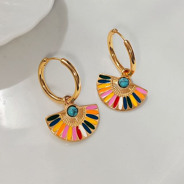 Rainbow Fan Hoop Earring SpreePicky