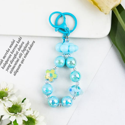 Floral Faux Pearl Keyring SpreePicky