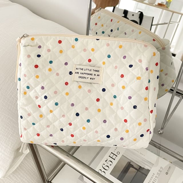 Polka Dot Fabric Makeup Bag / Clutch SpreePicky