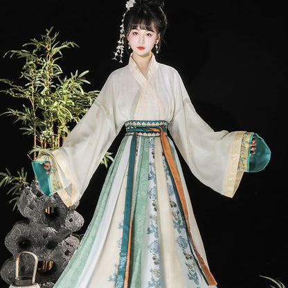 Floral Embroidered Hanfu Top / Light Jacket / Mid Rise Maxi Skirt / Set SpreePicky