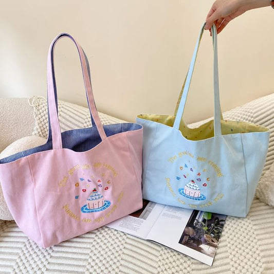 Embroidered Canvas Tote Bag mySite