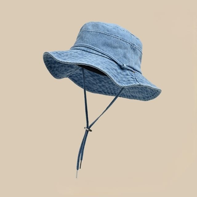 Denim Bucket Hat With Adjustable Chin Strap SpreePicky